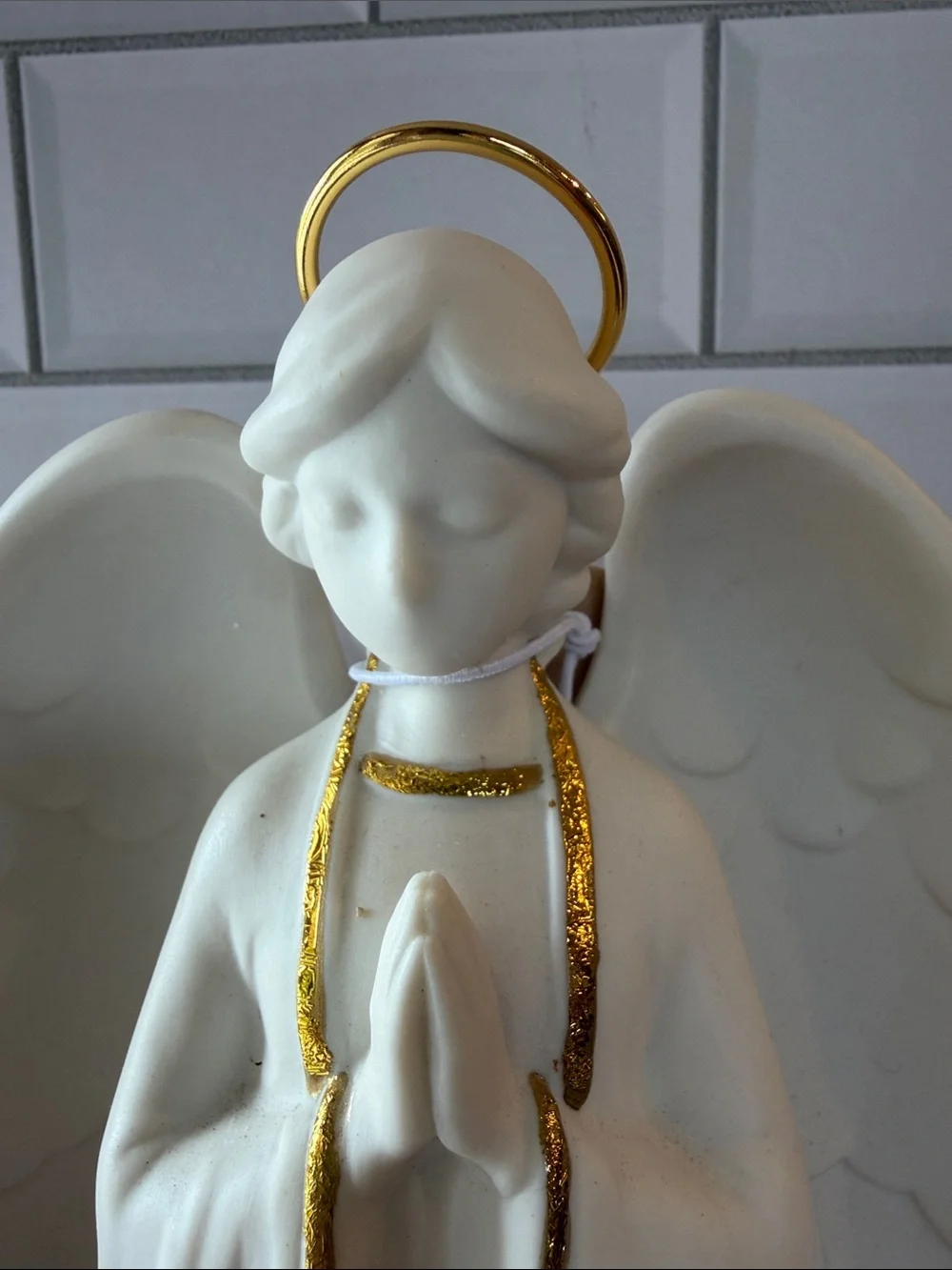 Hallmark White and Gold Ceramic Angel Nativity Lantern